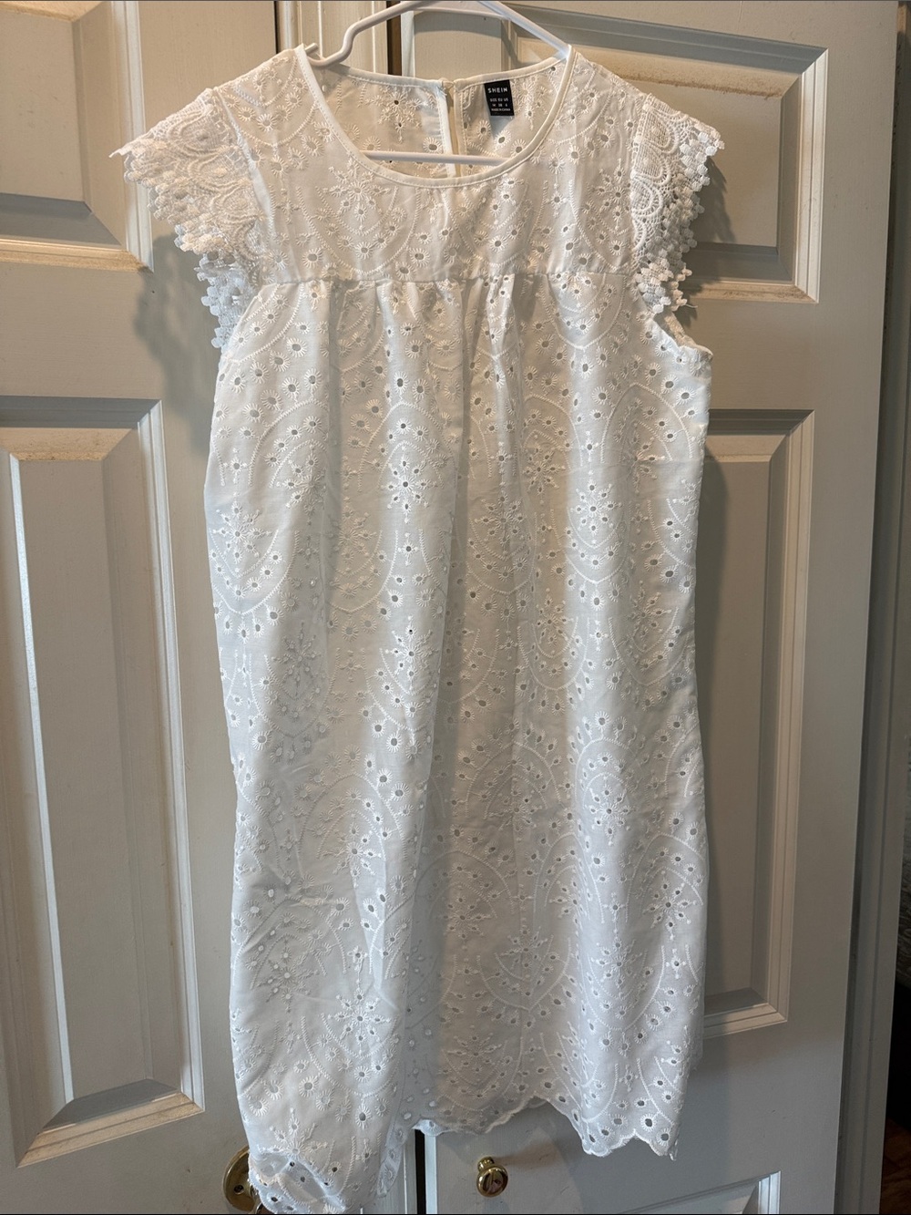 SHEIN White Eyelet Embroidered Sleeveless Dress